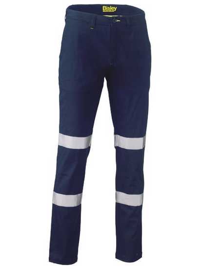 Bisley, Taped Biomotion Stretch Pant, BP6008T-Stout Fit (Pair) - Navy - Size: 17