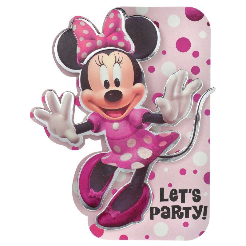 Minnie Mouse Forever deluxe foil invitations pack of 8, vibrant colors and accents for magical celebrations.