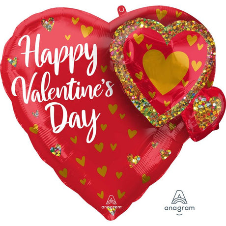 Multi-Balloon Happy Valentine's Day Glitter Garland featuring vibrant, sparkling balloons for romantic celebrations.