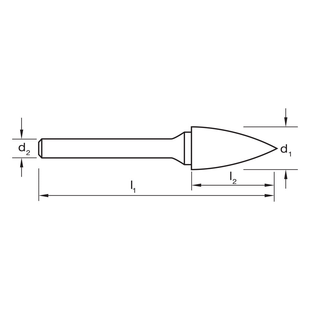 P&N Double CutCarbide Burrs Tree Shape Pointed End 6.35mm 6mm Shank