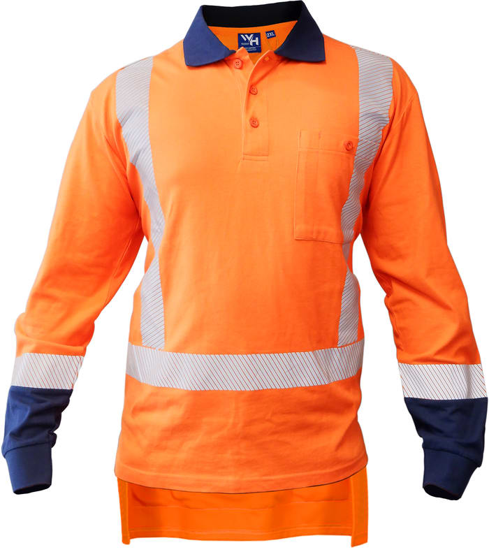 Workhorse, TTMC Cotton X-Back Polo MSH259 - Orange/Navy - L