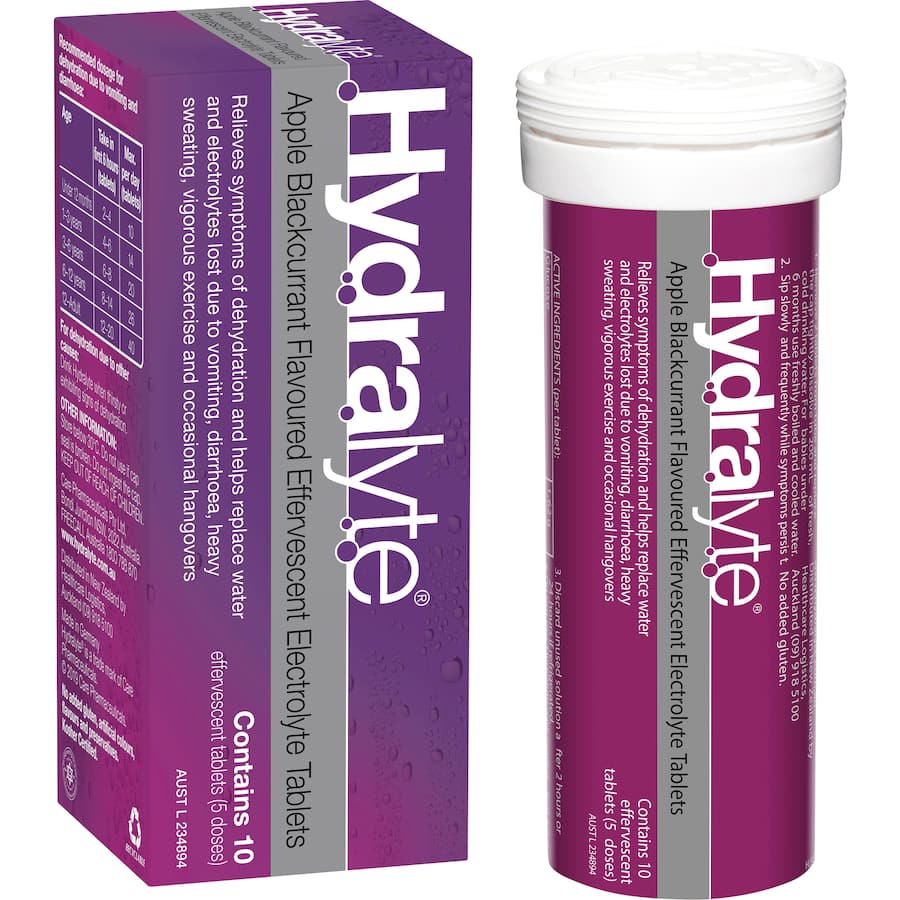 Hydralyte Effervescent Electrolyte Tablets Appler Blackcurrant 10pack