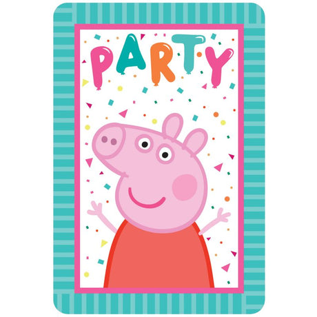 Peppa Pig postcard invitations with envelopes and seals, perfect for a fun party, pack of 8.