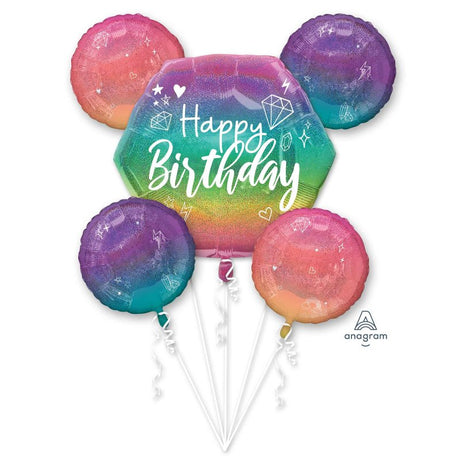 Pack of 5 self-sealing foil balloons for birthday celebrations.