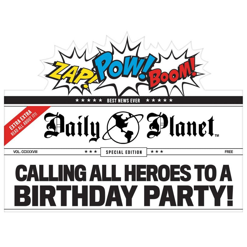 Pack of 8 vibrant Justice League themed invitations with matching envelopes for superhero parties.