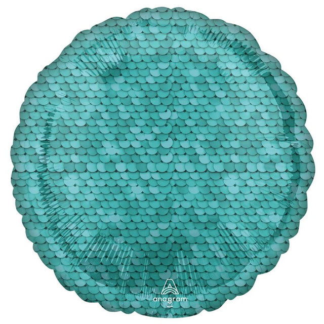 Stunning 45cm ocean blue sequin foil balloon, perfect for elegant celebrations and themed parties.