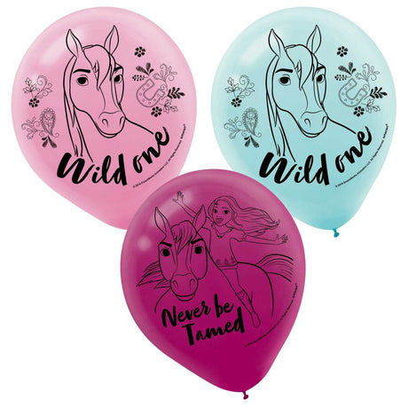 Vibrant 30.4cm Spirit Ride Free latex balloons in a pack of 6, perfect for festive parties and celebrations.