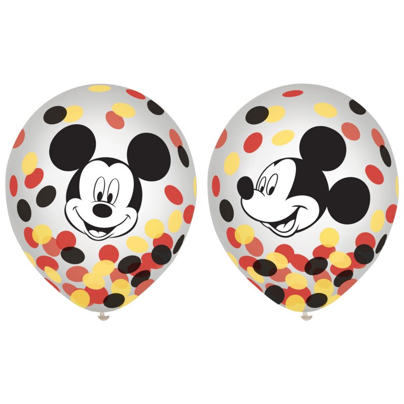 Colorful Mickey Mouse latex balloons (30cm) in a pack of 6, perfect for birthdays and themed celebrations.