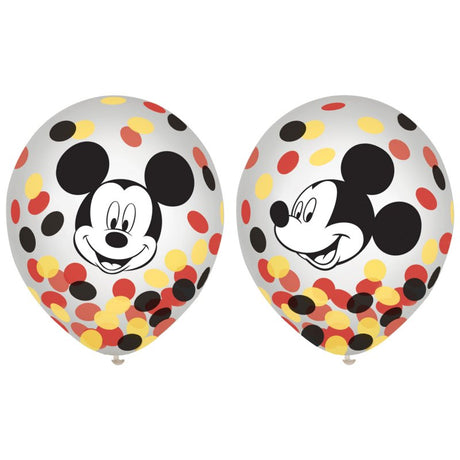 Colorful Mickey Mouse latex balloons (30cm) in a pack of 6, perfect for birthdays and themed celebrations.