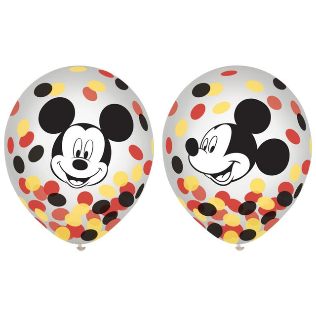 Colorful Mickey Mouse latex balloons (30cm) in a pack of 6, perfect for birthdays and themed celebrations.