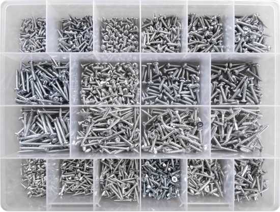 Self Tapping Screw Zinc Plated XL Assortment Kit-1800 piece (Kit)
