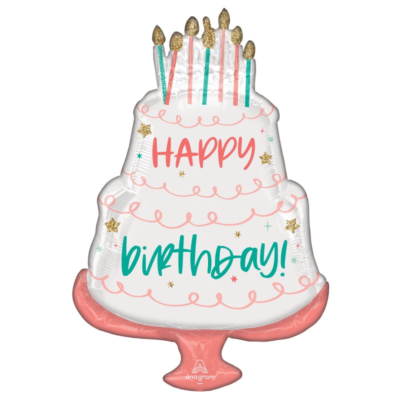 Vibrant 71cm Happy Cake Day foil balloon, perfect for birthday and cake-themed celebrations with festive colors and fun graphics.