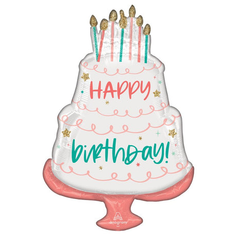 Vibrant 71cm Happy Cake Day foil balloon, perfect for birthday and cake-themed celebrations with festive colors and fun graphics.