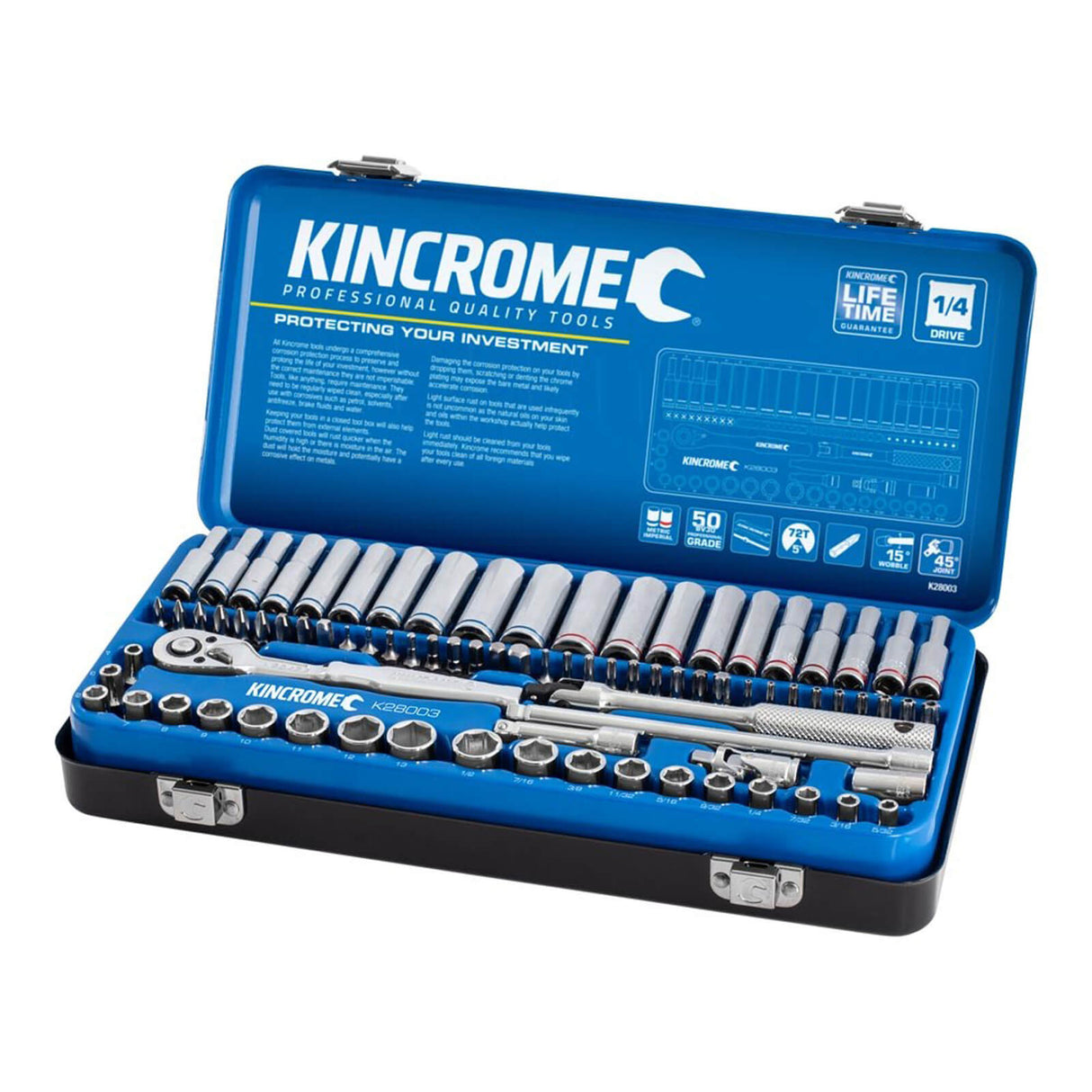 Kincrome Socket Set - Metric & A/F 1/4" Drive 82 Piece