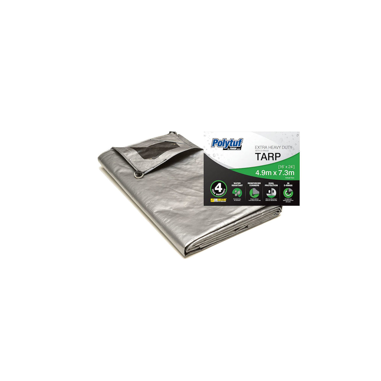 Polytuf Extra Heavy Duty D-Ring Tarpaulin 4.9 x 7.3m