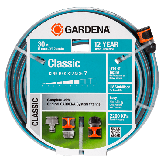Gardena Classic Hose 13mm x 30m Fitted