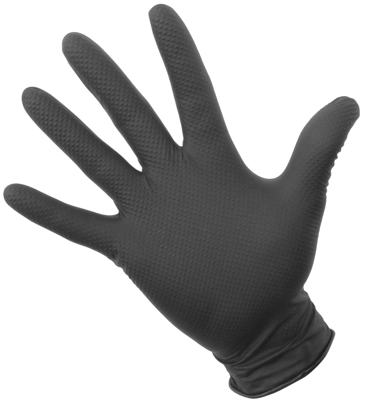 Eagle Diamond Texture Nitrile Gloves Powder Free Black Pack of 100 - Black - M