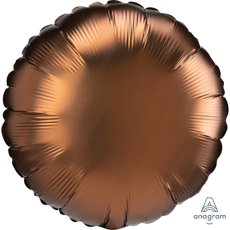 45cm Satin Luxe Cocoa Circle Balloon, self-sealing and stylish, perfect for celebrating birthdays and weddings.