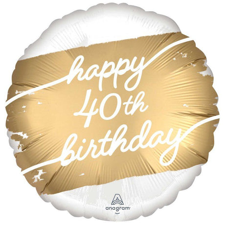45cm golden age balloon for a vibrant 40th birthday celebration, durable self-sealing foil design, perfect for any party.