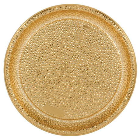 Elegant 40cm gold hammered tray, perfect for home decor, serving drinks, or organizing items, combines beauty and practicality.