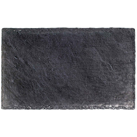 Elegant 40cm rectangular melamine tray with a slate look, perfect for serving appetizers and drinks at any gathering.