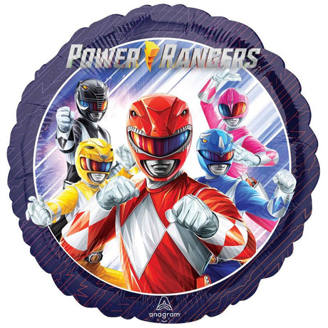 45cm foil balloon featuring the Power Rangers, ideal for kids' parties and themed events with vibrant colors and self-sealing design.