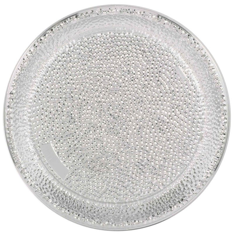 Elegant 40cm silver serving tray with a hammered finish, perfect for entertaining and home decor.
