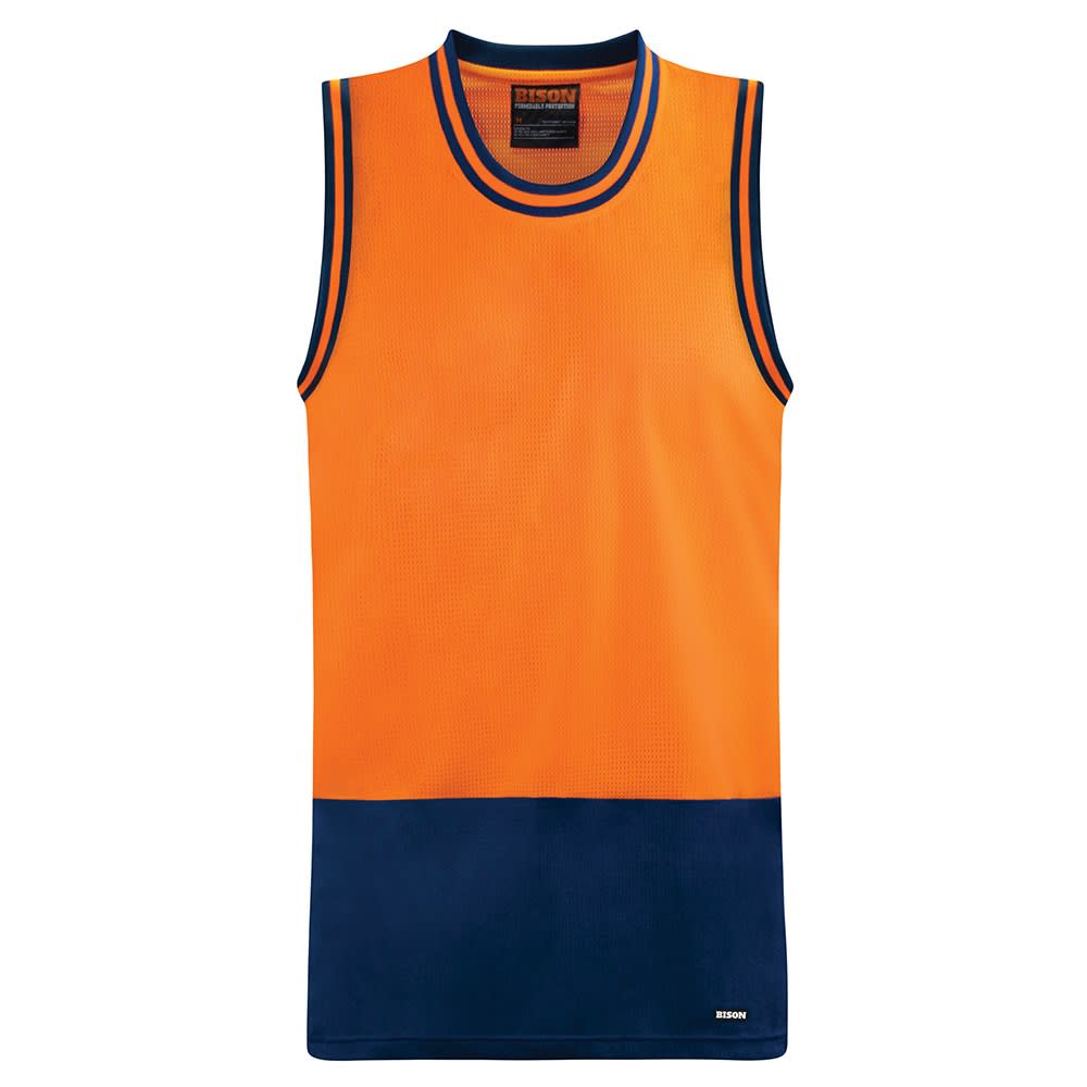 Bison, Hi Vis Singlet, 26105 - Orange/Navy - 5XL