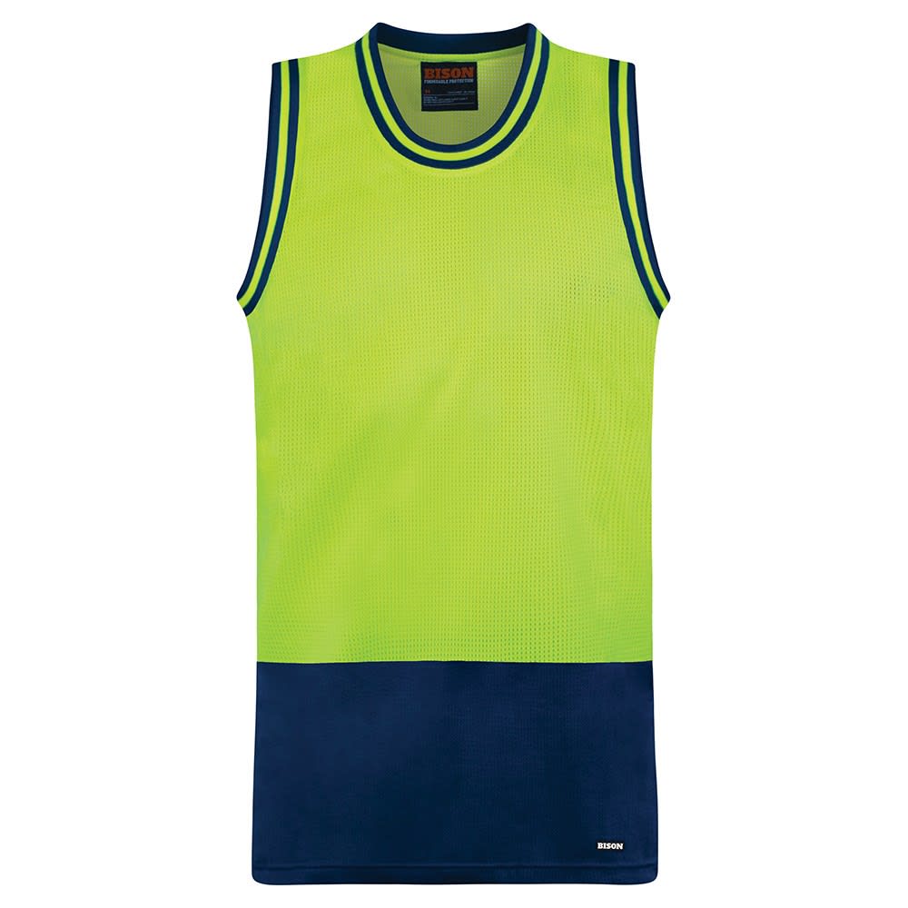 Bison, Hi Vis Singlet, 26105 - Yellow/Navy (Size: 2XL)