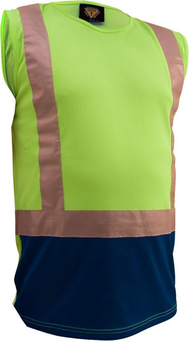 Caution, Hi Vis Singlet, PCS1412 - Yellow/Navy - XS