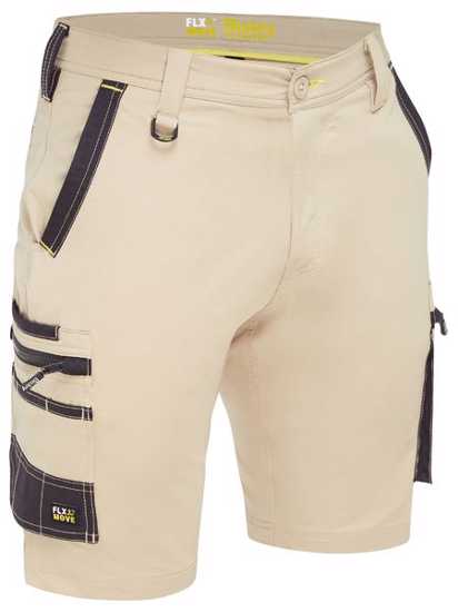 Bisley, FLX & MOVE 4-Way Stretch Zip Cargo Short (Pair) - Stone - Size: 122