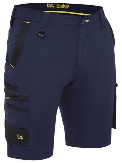 Bisley, FLX & MOVE 4-Way Stretch Zip Cargo Short (Pair) - Navy - Size: 112