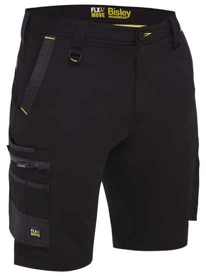 Bisley, FLX & MOVE 4-Way Stretch Zip Cargo Short (Pair) - Black - Size: 12