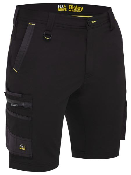 Bisley, FLX & MOVE 4-Way Stretch Zip Cargo Short (Pair) - Black - Size: 127