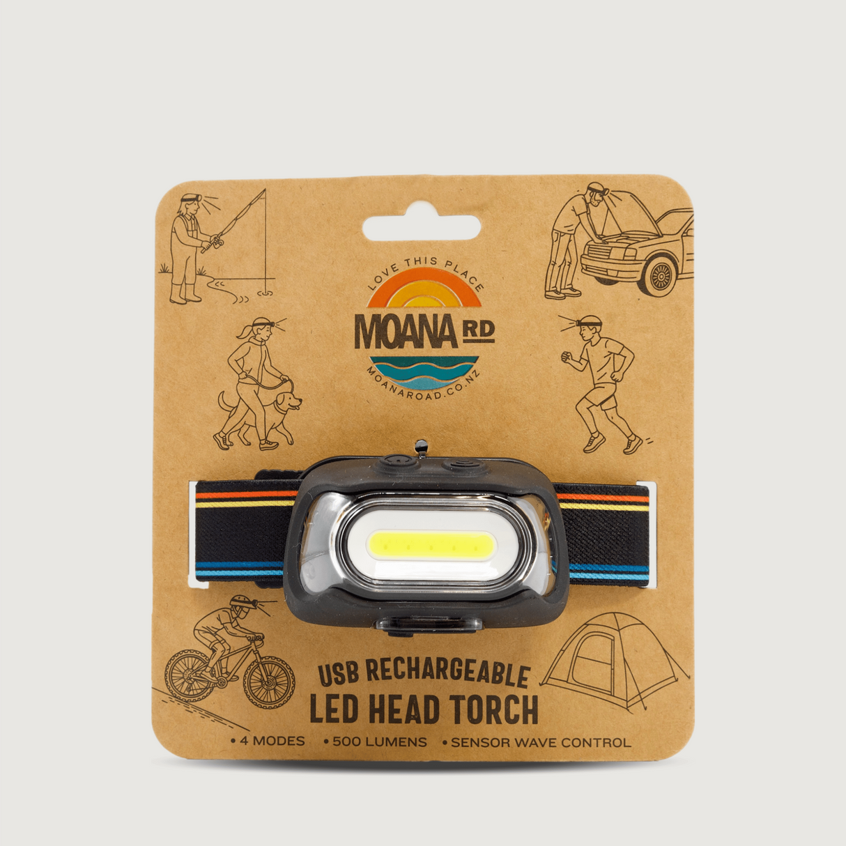 Moana Road - LED Head Torch - Black (Adults) - 2 units