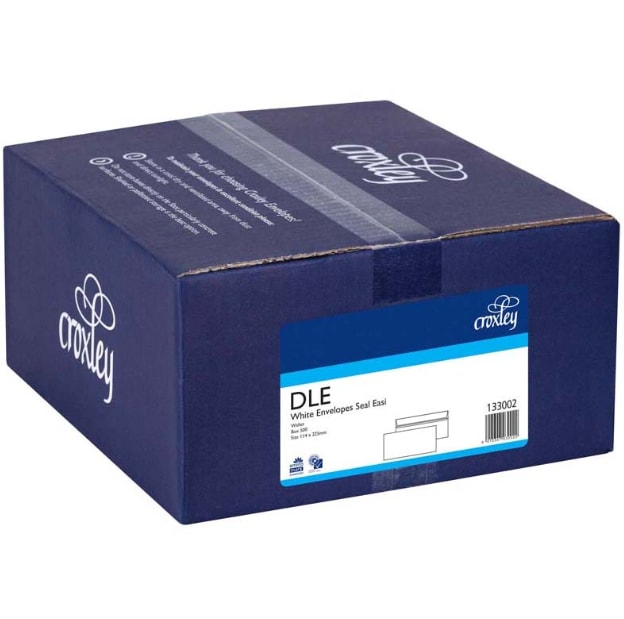 Croxley DLE White Envelope Seal Easi 225mm x 114mm (Box of 500)