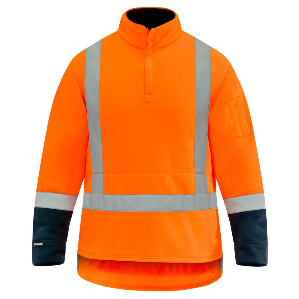 Bison, TTMC Fleece Pullover, 39305ON - Orange/Navy - XL