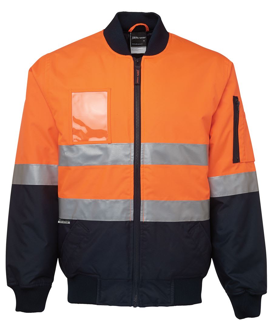JB's Wear, Hi Vis Flying Jacket, 6DNFJ - Orange/Navy (Size: M)
