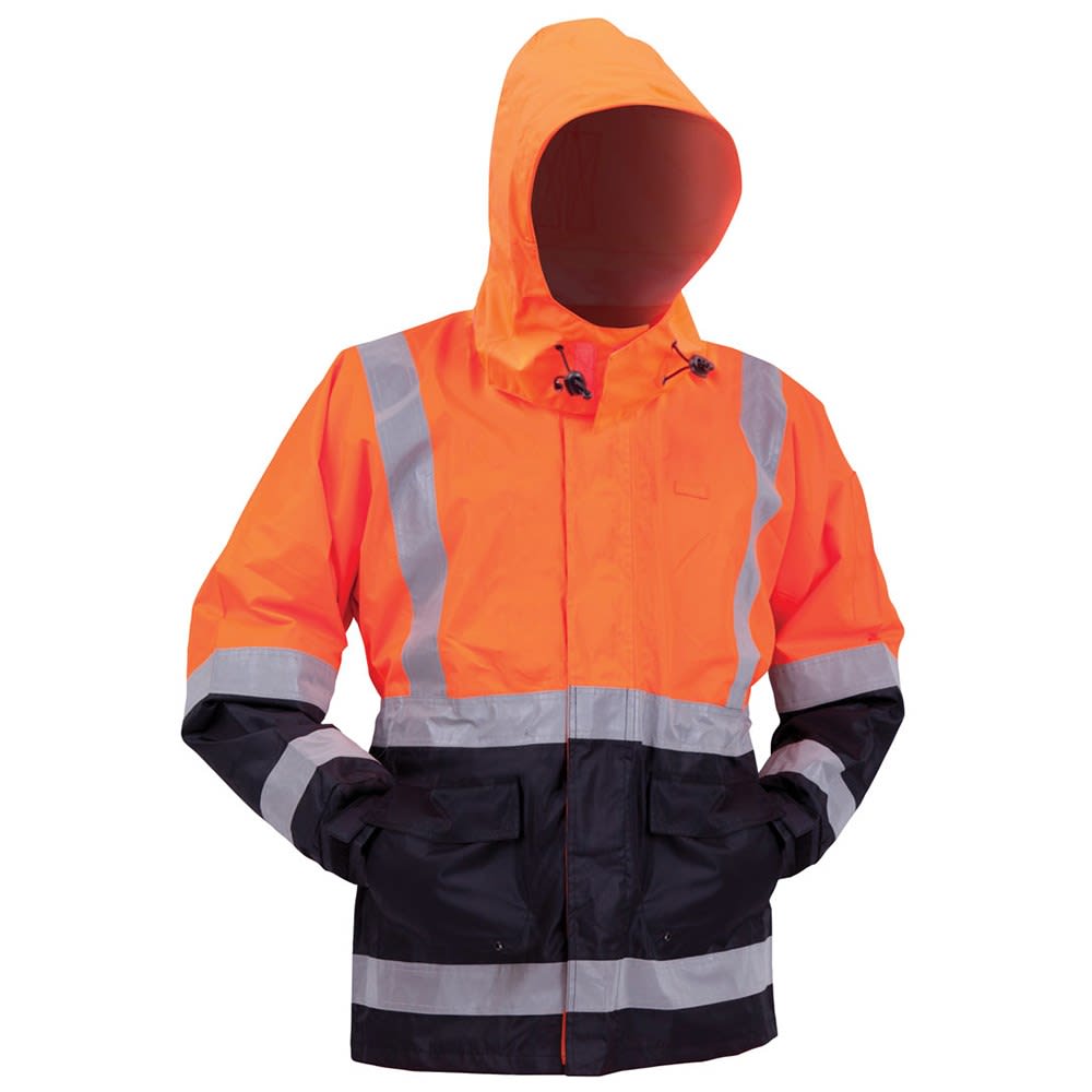 Bison, Stamina Hi Vis Lightweight Jacket, 32205 - Orange/Navy (Size: XL)