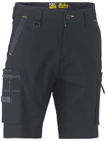 Bisley, FLX & MOVE Stretch Utility Zip Short (Pair) - Black - Size: 17