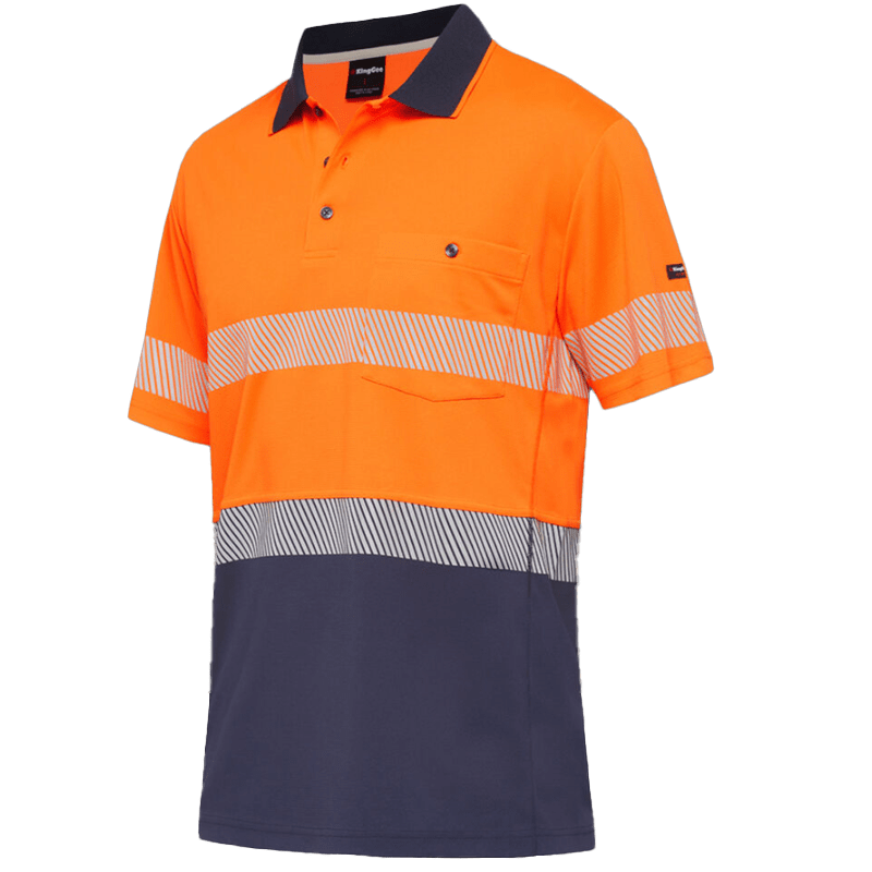KingGee, Hi Vis Hyperfreeze Polo, K54215 - Orange/Navy - L