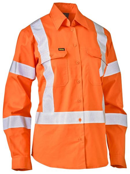 Bisley, Women's X Tape Biomotion Shirt, BL6166XT - Orange (Size: 22)