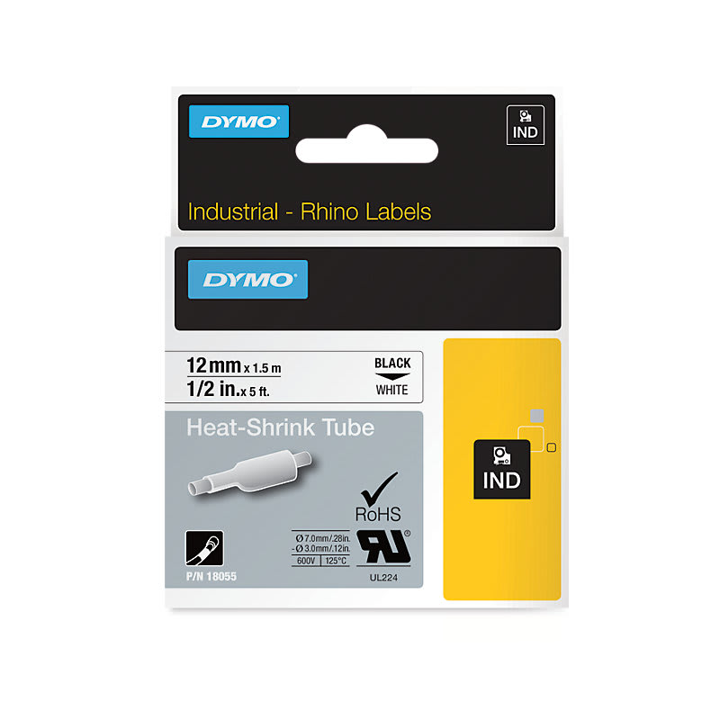 Dymo Industrial Heat-Shrink Labels 12mm x 1.5m (Pack)