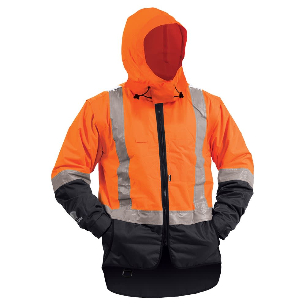 Bison, Stamina Hi Vis Zip Off Sleeve Jacket, 51205 - Orange/Navy (Size: L)