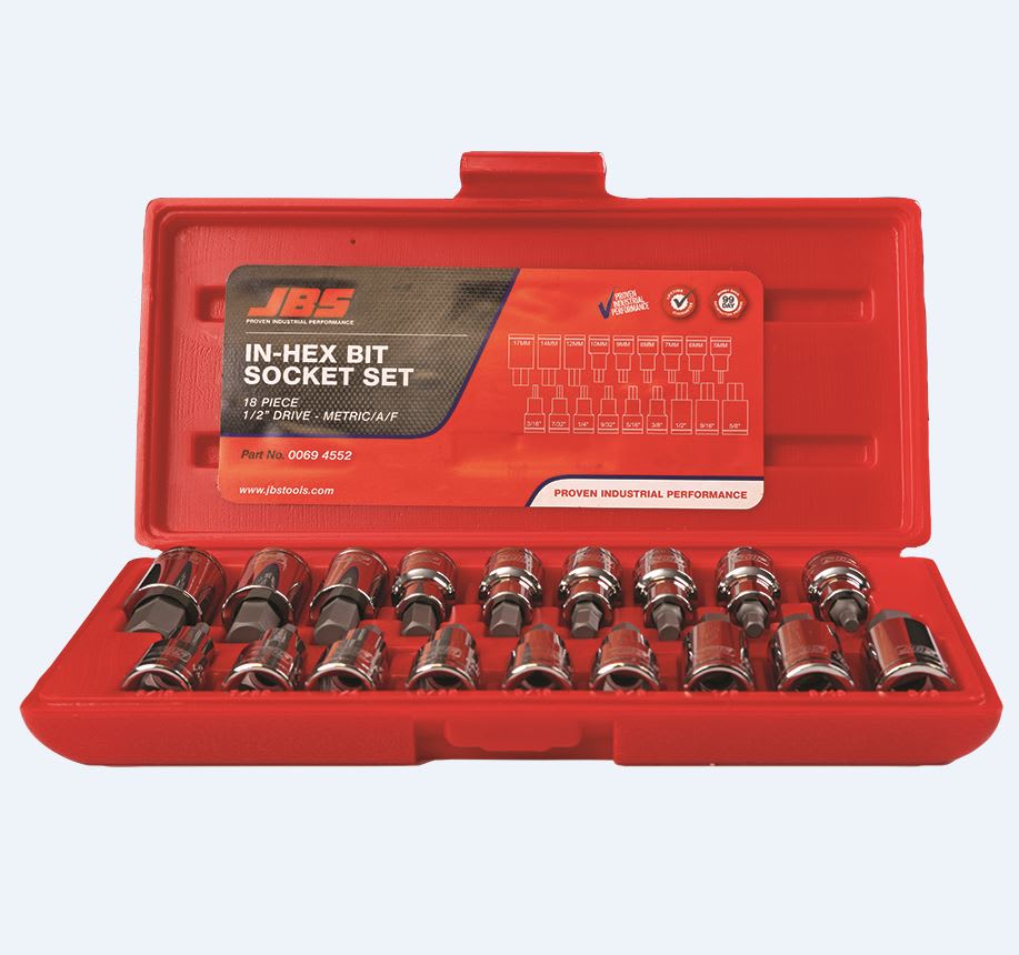 JBS 18 Piece Socket Set 1/2" Drive Inhex AF/Metric (Set)