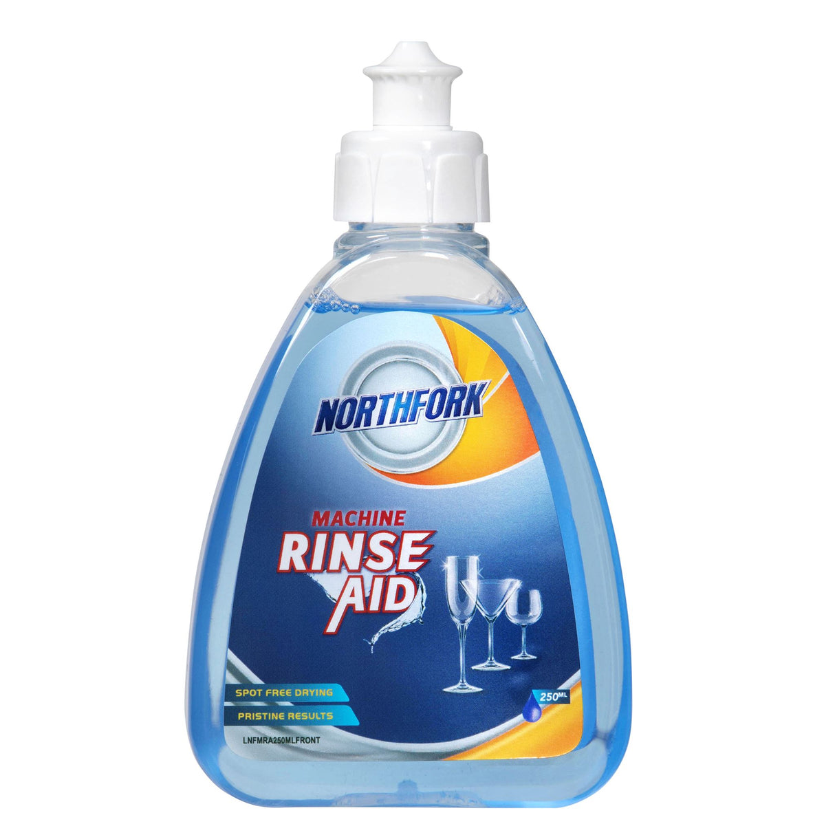 Northfork Machine Rinse Aid 250ml in a pack of 6, designed for streak-free and hygienic dishwashing results.