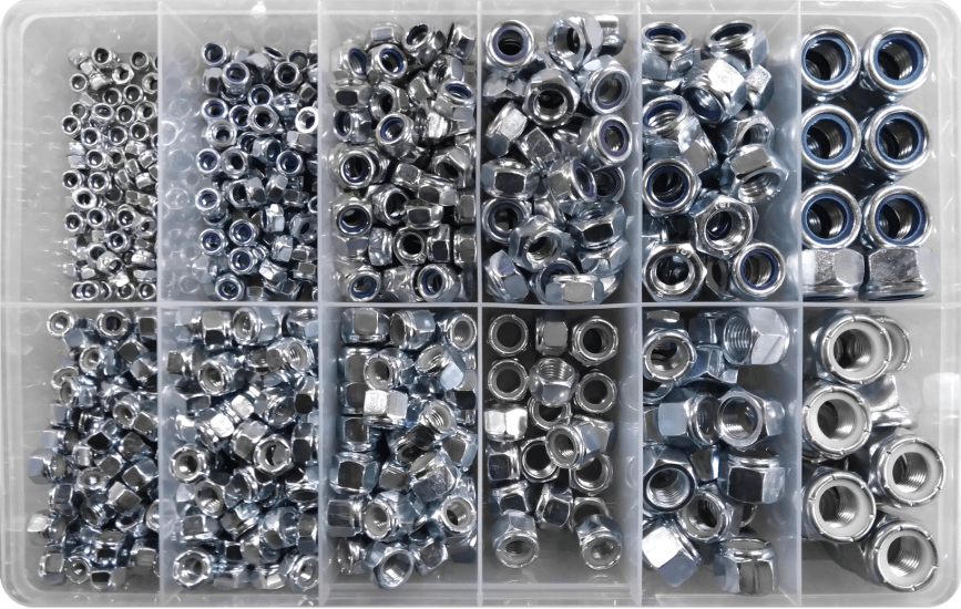 UNF/UNC Nyloc Nut Kit Zinc Plated - 726 Piece-Kit