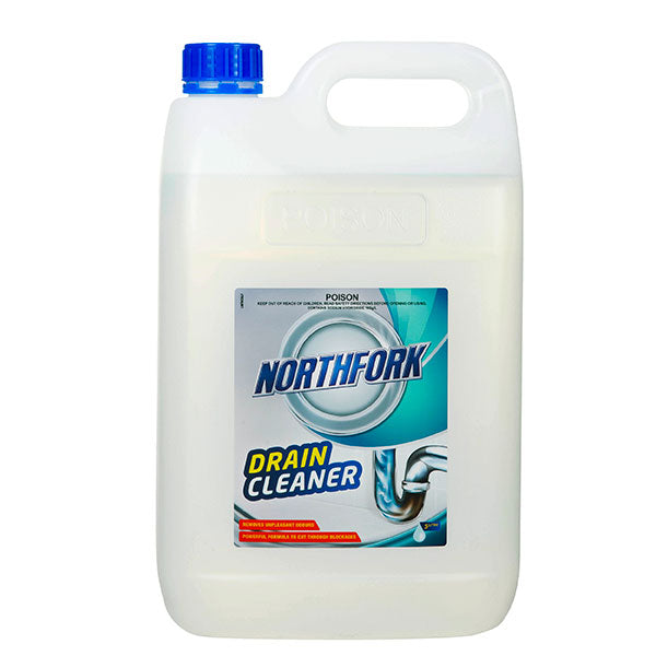 Northfork 5L Drain Cleaner effectively dissolves tough clogs like hair and grease, safe for all pipes and septic systems.