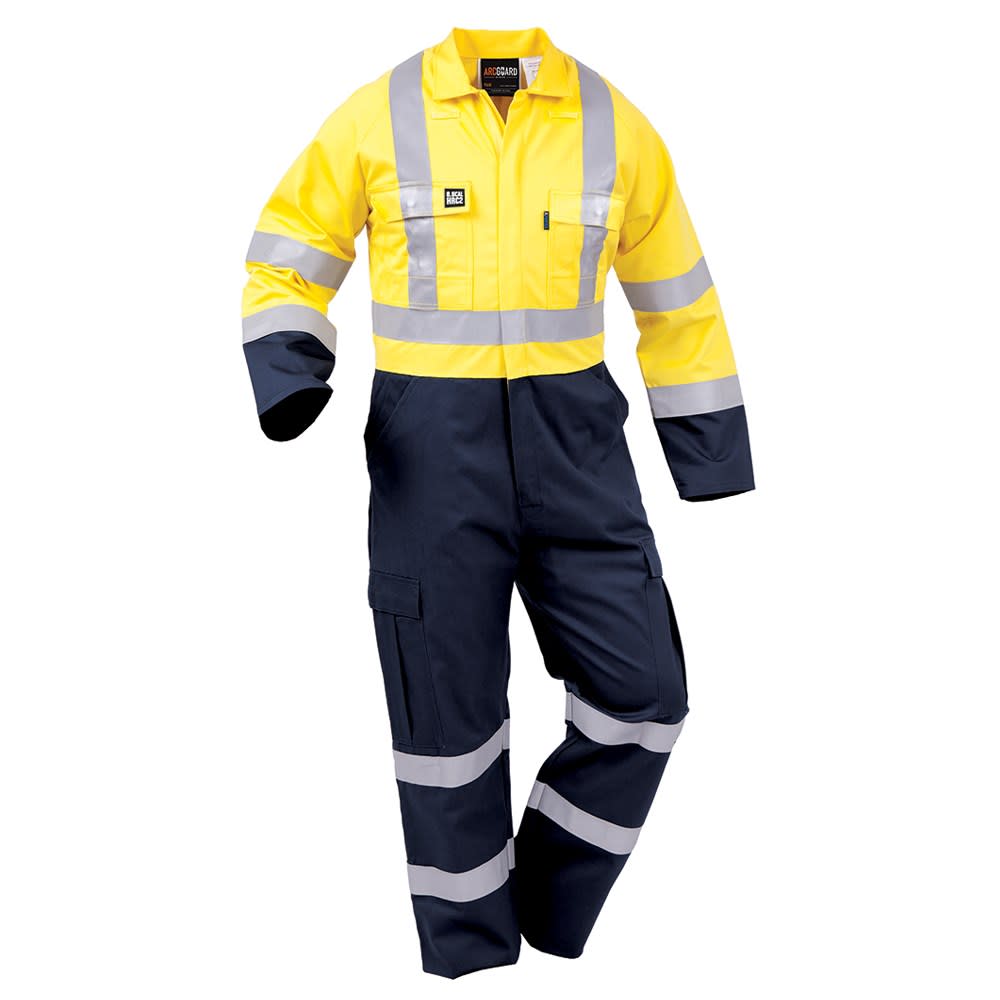 Arcguard, 8.6cal Hi Vis Flame Resistant Overall - Yellow/Navy (Size: 92)