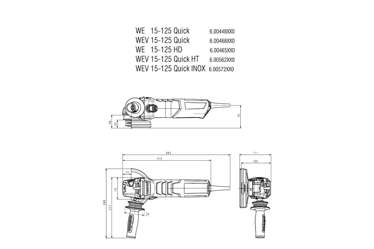 Metabo Angle Grinder Varispd 125mm 1550W